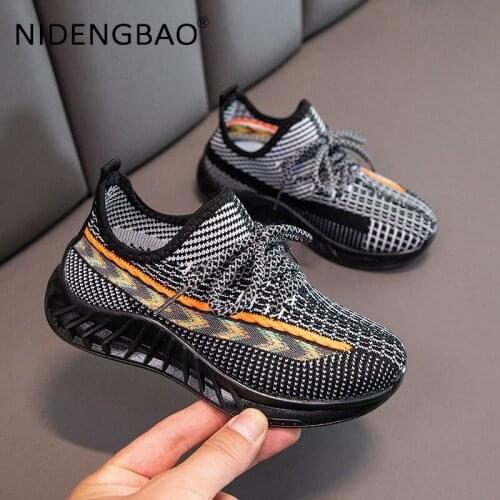 Spring Kids Sneakers Lightweight Soft Knitting Mesh Breathable Non Slip Walking Running Boys Girls Toddler Children Sports Shoe