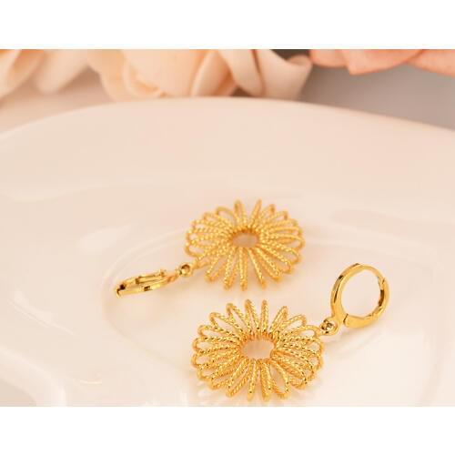 Round Drop Earrings for Women/Girl Gold Color african geometric Ethiopia Trendy Earrings Arab Middle Eastern Jewelry Gift