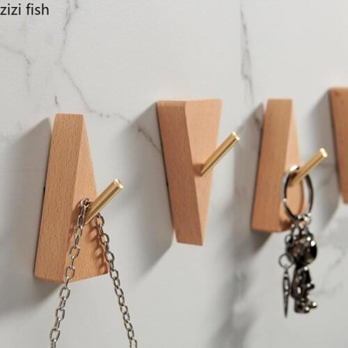 Black Walnut/Beech Hook Room Accessories Brass Hooks for Hanging Towel Rack Living Room Decoration Backdrop Display Coat Rack