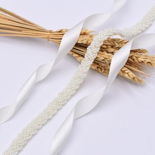 S262 Fashion Pearls Waistband Bride Belt Bridal Bridesmaid Wedding Dress Accessories Belts Prom Evening Dresses Belt Jewelry