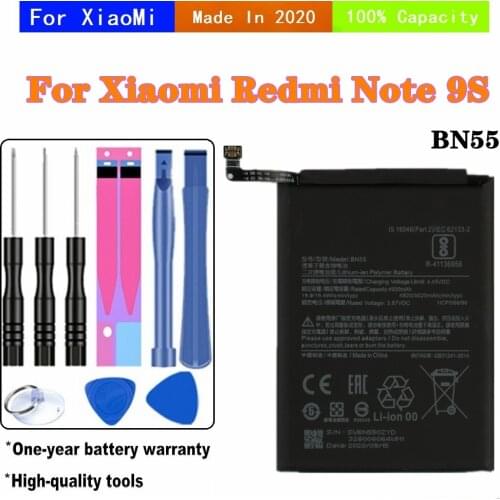 2020 Years BN55 Replacement Battery For Xiaomi Redmi Note 9S 9s Phone Battery 100% 5020mAh High Capacity With Tools