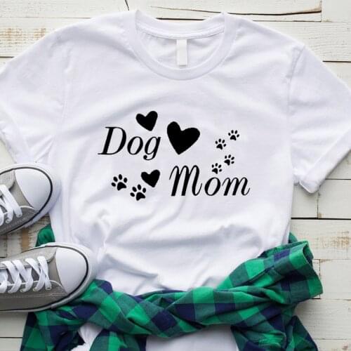 Dog Mom Shirts Paw Fashion Funny Graphic Women Tshirt Casual Short Sleeve Top Tees 100%Cotton Crew Neck Clothing for Mama Mother