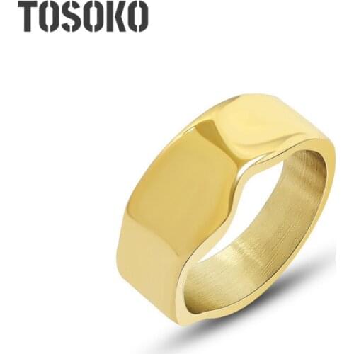 TOSOKO Stainless Steel Jewelry Simple Plain Ring Womens Fashion Ring BSA148