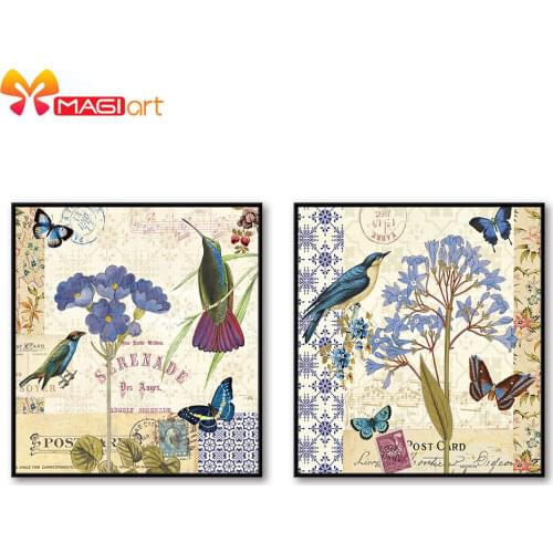 Cross stitch kits Embroidery needlework sets 11CT water soluble canvas patterns 14CT Animal style Bird and Flower -NCMA112