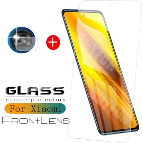 2in1 Protective Glass For Xiaomi Poco X3 NFC Glass Screen Protector Glass For Xiaomi Poco X3 NFC Premium HD Tempered Glass