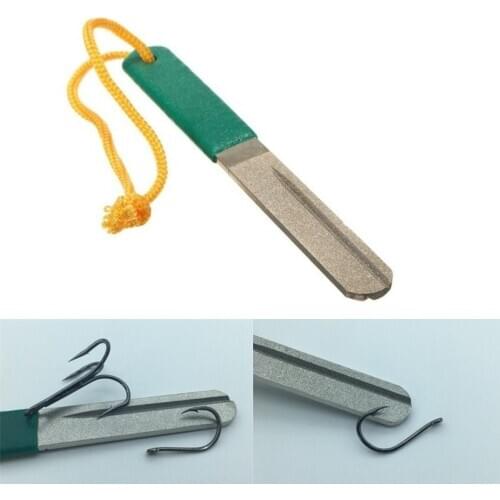 Green 2 Sided Groove Diamond Fishing Hook Hone Fish hook Sharpener Fishing Tackle Box Fishing Accessories