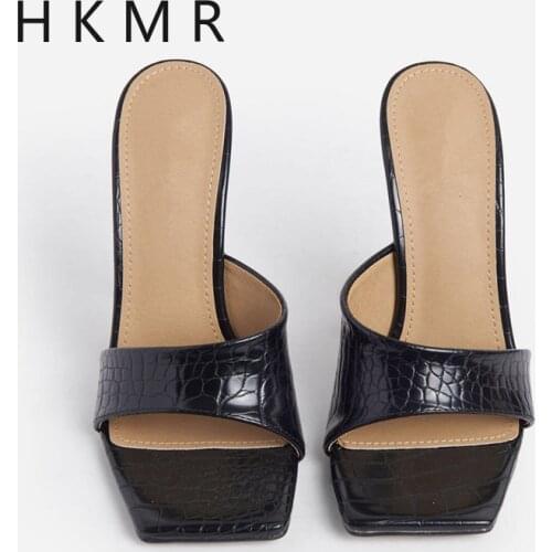 2021 Summer Women Pumps Square Toe Ladies Heel Mules Sexy Thin High Heels Sandals Slippers Female Fashion Woman Shoes 11CM