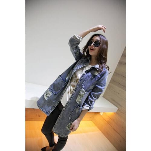 Zoulv New Spring Autumn Fashion Long Sleeve Jeans Coat Female Casual Ripped Denim Jacket Tops Plus Size 5xl Denim Jacket Women