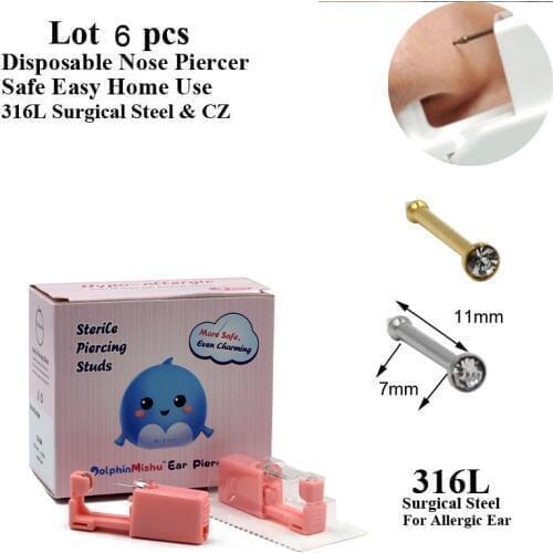 1 Box Pink Disposable Safe Sterile Piercing Unit For Nose Studs Piercing Gun Piercer Tool Machine Kit Stud Earring