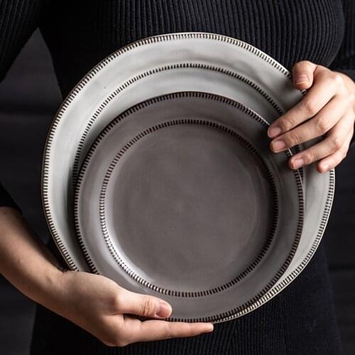 1PC RELMHSYU Ceramic Steak Western Food Home Pasta Breakfast Dinner Plate Home Pasta Plate Dishes Tableware