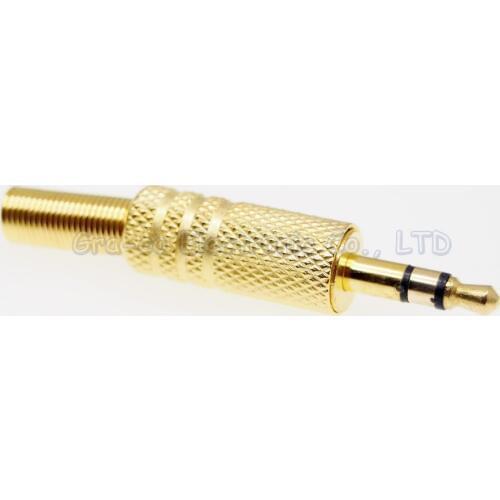 10pcs Gold-plated 3.5mm Dual Channel Stereo Plug 3.5MM Male Connector W/ Spring Audio Soldering Cable Adapter