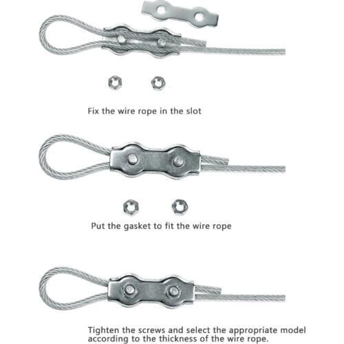 2pcs Stainless Steel Wire Rope Clips Double Grips Cable Clamps For Wires 2mm 3mm 4mm 5mm 6mm