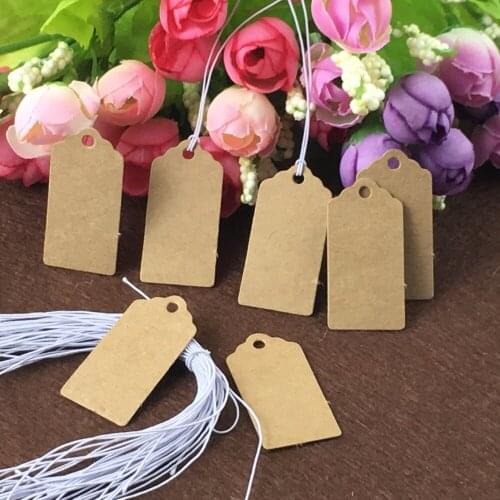 200Pcs tags+200pcs string DIY Lace Scallop Head Label Luggage Kraft Paper Tags Brown Wedding Note Blank price Hang tag Kraft Chr