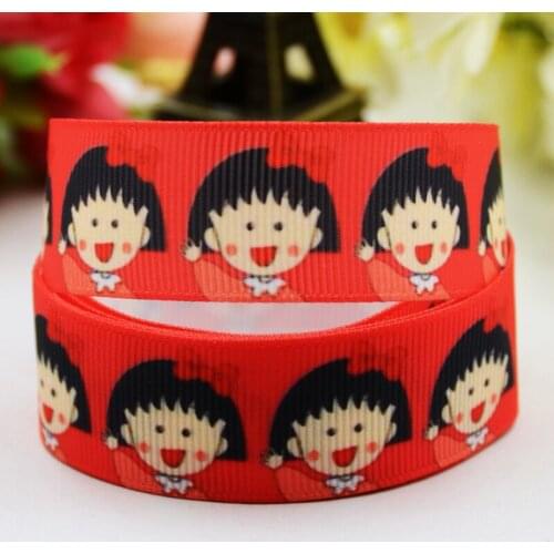 22mm 25mm 38mm 75mm Ruban satin Chibi Maruko Chan Cartoon printed Grosgrain Ribbon Bow X-00892 10 Yards