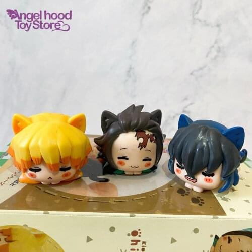 3pcs/set Demon Slayer Figure Kawaii Q Version Kimetsu No Yaiba Action Figurine Tanjiro Mini 4cm Collocation PVC Model Doll Toys