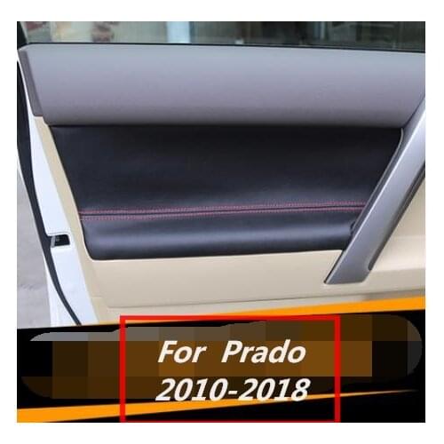 4PCS Microfiber Door Panel Armrest Leather Cover Protective Trim For Toyota Prado 2010-2018 with Mount Fittings car interior