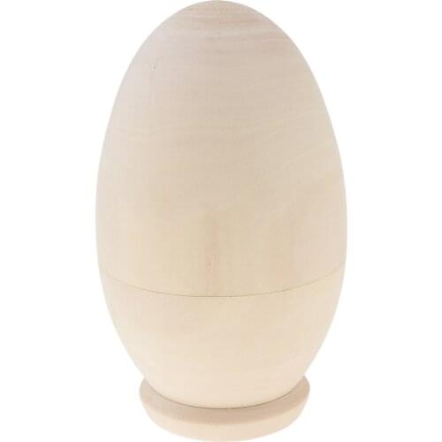 5 Pieces Unpainted Wooden Egg Russian Stacking Dolls Natural Wood Color Babushka Matryoshka Kids Birthday Gift