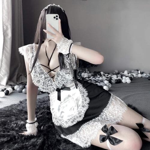 Anime Cosplay Costumes For Women Fancy French Maid Outfit Sexy Design Coffee Bar Attendant Dress With Lace Apron Cosplay Suit