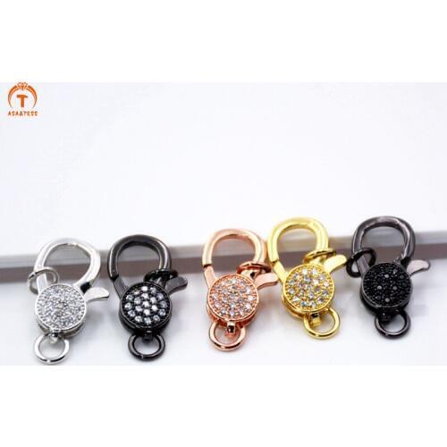 ASA&TESS Micro Pave CZ Lobster Clasp 8 * 13 mm Cubic Zirconia Bracelets / Necklaces Clasps DIY Jewelry Findings