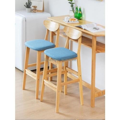 Bar Chair Solid Wood High Stool Family Back Bar Stool Modern Simple Bar Chair Front Desk Stool Nordic Bar Chair