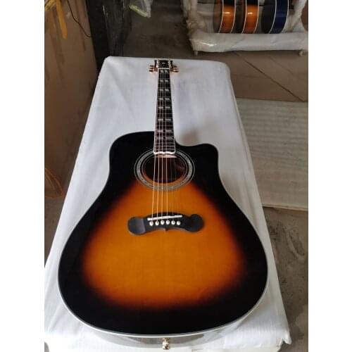 Free shipping GA body 12 strings koa acoustic guitar 12 strings single cut acoustic electric folk guitar