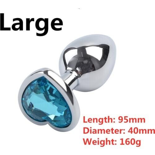 Large Anal Plug Heart Stainless Steel Crystal Anal Plug Removable Butt Plug Stimulator Anal Sex Toys Prostate Massager Dildo