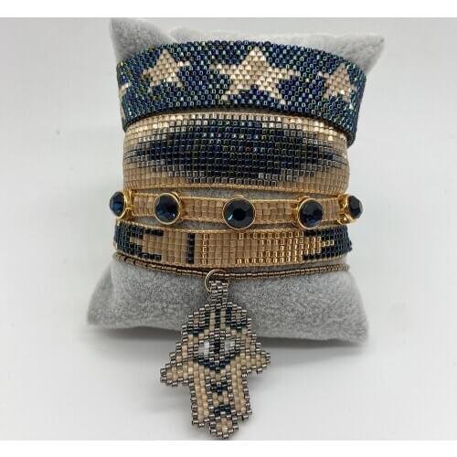 BLUESTAR MIYUKI Bead Bracelet Evil Eye Star Pulseras Mujer Moda Chic Fatima Hamsa hand Crystal Bead Handmade Loom