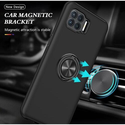 Armor Shockproof Case For OPPO A93 4G Reno 4 Lite F17 Pro Magnetic Metal Ring Stand Holder Soft TPU Hard PC Protective Cover