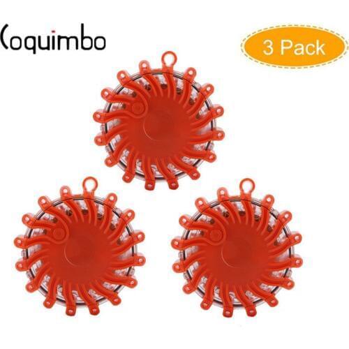 Coquimbo 16 Red LED Road Safety Flares Flashing Warning Light 9 Modes Roadside Safety Light For Car Boat Truck Emergency light