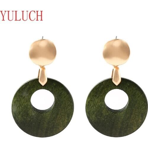 YULUCH wooden Stud hole earrings for girls art 4 colors special party jewelry 2020 summer accessories women earrings