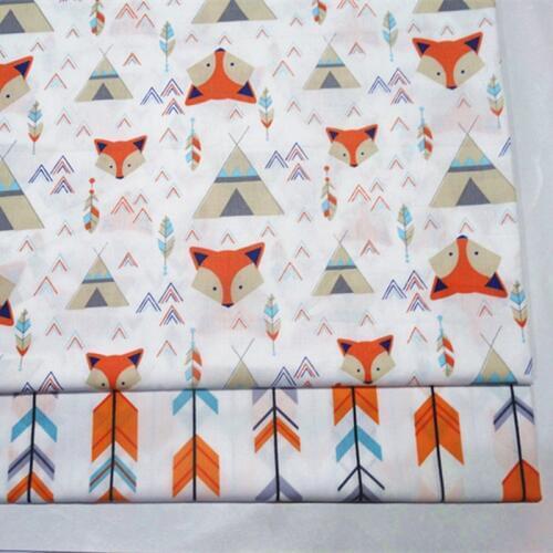 Fox Printed Baby Cotton Quilting Fabric by half meter for DIY Sewing Bed Sheet Dress making cotton fabric 50x160cm