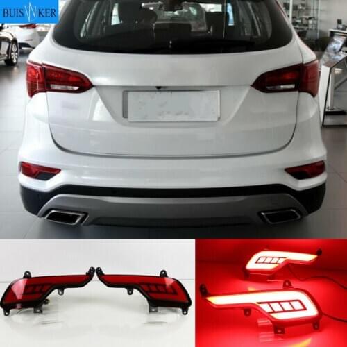 For For Hyundai IX45 Santa Fe 2016-2018 Rear Bumper Reflector LED Brake Light Driving lights Turn Signal Lamp accessories