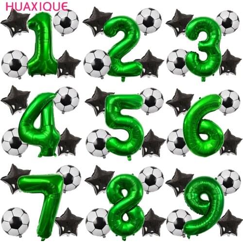 Football Birthday Party Decor Foil Balloons 0-9 Birthday Party Balloons Boy World Cup Digit Number Ball Helium Foil Globos