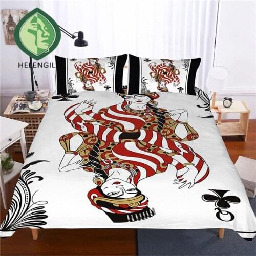 HELENGILI 3D Bedding Set Color Poker Print Duvet cover set bedclothes with pillowcase bed set home Textiles #PK-02