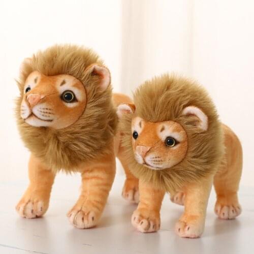 23/28cm Cute Real Life Lion Plush Toy 2 Postures Simulated Forest Animal Model Kids Doll Room Decor Childrens Birthday Gift