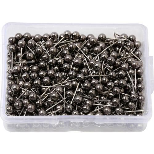 200PCS 4MM Map Tacks Push Pins with Gold Round Head Steel Point for Bulletin Board Fabric Marking Push Pins with Box