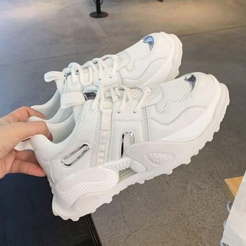 Genuine Leather Walk Shoes Leisure Korean Version Light Lady Increase Platform Sneakers Womens Fashion White Travel Shoe