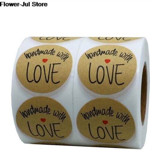 Round Natural Kraft Handmade Stickers Scrapbooking For Package Adhesive Thank You Sticker Seal Stationery