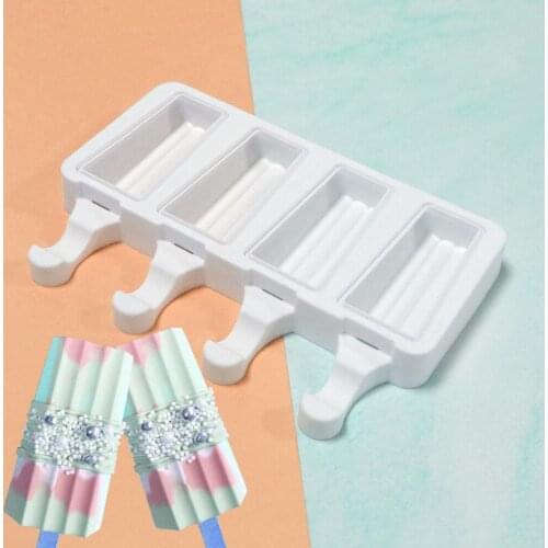 Summer Silicone Popsicle Mould Donuts Ice Cream Molds Freezer Juice Jelly Tools Rhombus Jewel Ice Cube Tray With Wooden Sticks