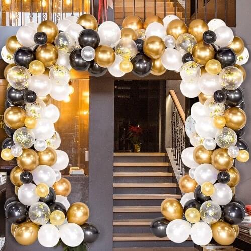 120pcs Balloons Set Kit Latex Black Gold White Bedroom Decoration Wedding Birthday Party Christmas Easter Halloween