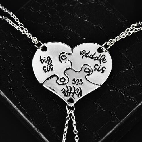 New Fashion 3pcs/set Letter Print Pendant Family Brother Sister Boys Girls Combination Chain Simple Metal Necklace Jewelry Gift