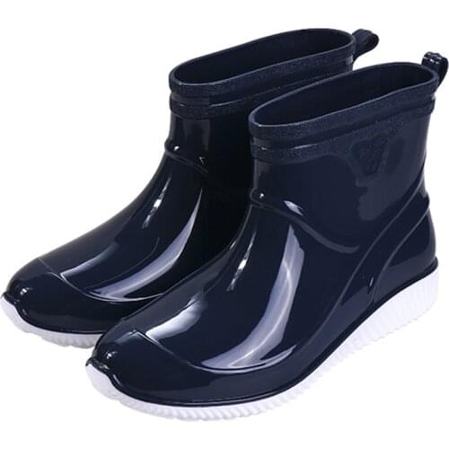 New Arrivals Fashion Rainproof Non-slip Thick Rain Boots Men Rainy Rubber Shoes Short Tube Chef Work Waterproof Boots Rainboots