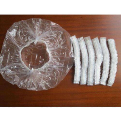Hot Sale 50 Pcs One-off Disposable Hotel Shower Bathing Clear Hair Elastic Caps Hats Shower Caps