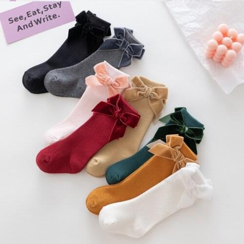 Autumn Winter Baby Girls Socks Bow Long Sock Kids Knee High Soft Cotton Spanish Christmas Children 0-3 Years Toddlers Socks