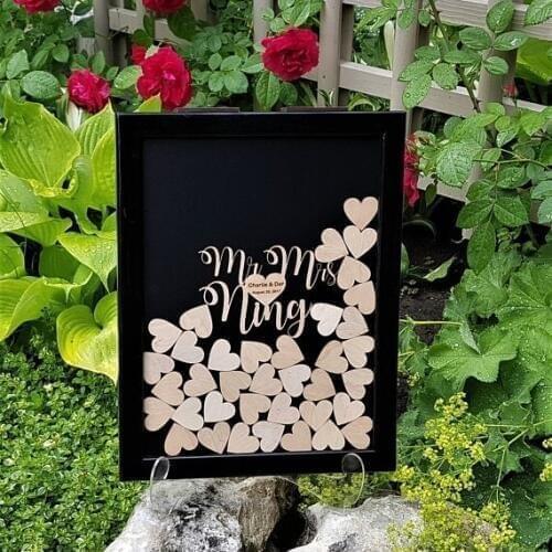 Personalized names Wedding Guest Book,Wood Guestbook Alternative,Custom Heart Guest Book Frame,Rustic Drop Box Wedding Decor