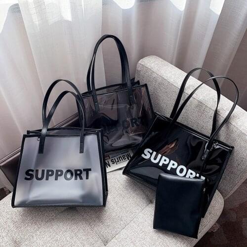 PVC Women Transparent Handbag Pouch Composite Bags Stylish Large Capacity Tote Underarm Bag Zipper Pouch Streetwear