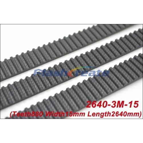 POWGE 2pcs 3M Timing Belt 2640 3M 15 Length 2640mm Width 15mm 880 Teeth HTD3M Belt Rubber Closed-Loop Belt 2640-3M S3M Belt