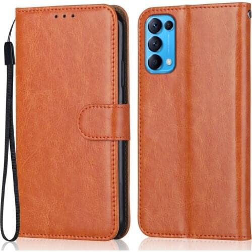 Folio Luxury Leather Case for On OPPO Reno5 5G Wallet Stand Flip Case Phone Bag with Strap
