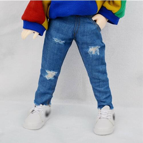 New 1/6bjd baby clothes ripped jeans trousers or spliced sweater coat for yosd, SD, DD, BJD doll clothing accessories