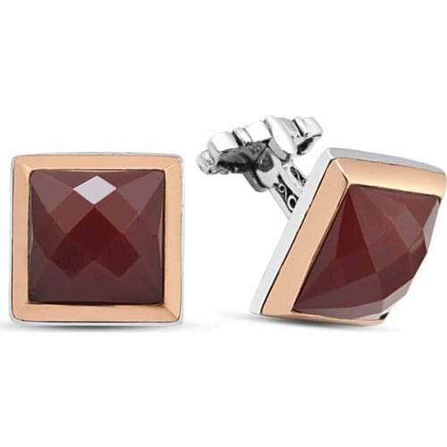 Silver Red Agate Cutting Stone Cufflinks